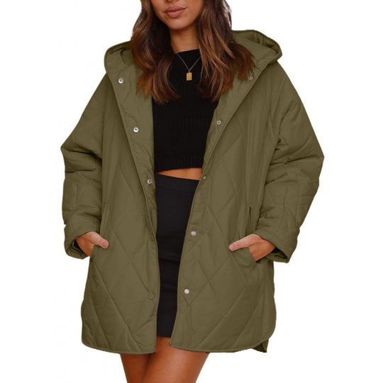 Damen warme Steppjacke mit Kapuze R&B