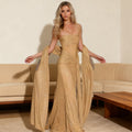 Damen Strapless Glamour Kleid mit eleganten Schals R&B