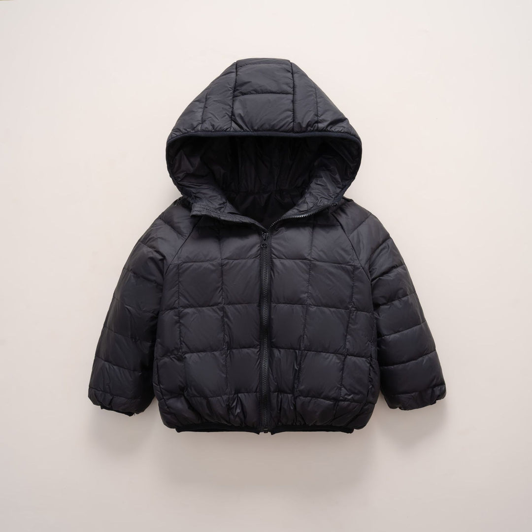Damen warme Daunenjacke mit Kapuze und quer gestepptem Design R&B