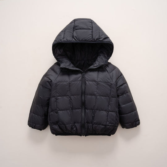 Damen warme Daunenjacke mit Kapuze und quer gestepptem Design R&B