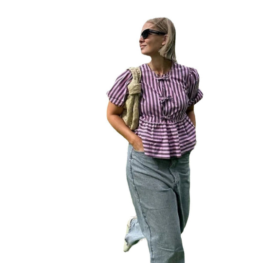 Damen Freizeitbluse mit modischem Streifenmuster und lässigem Schnitt R&B