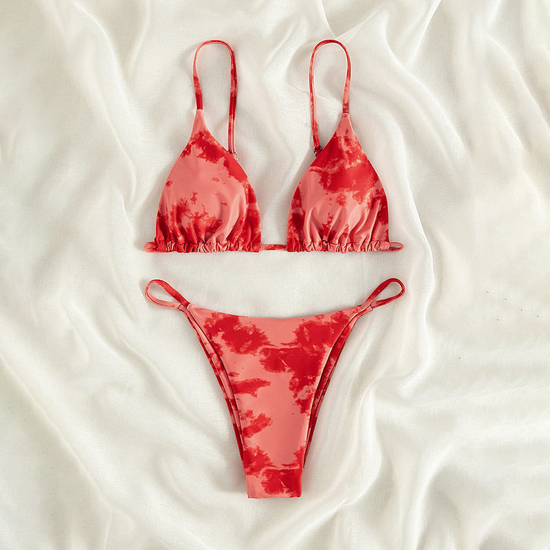 Damen Triangel-Bikini mit verstellbaren Trägern und schickem Batikmuster R&B