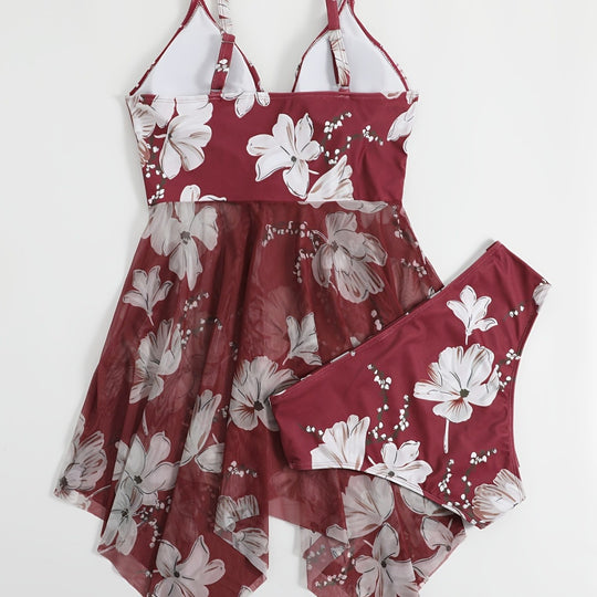 Damen Strandkleid mit floralem Überwurf R&B