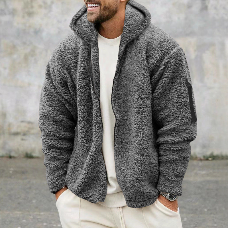 Herren Fleecejacke mit praktischem Reißverschluss und Kapuze R&B