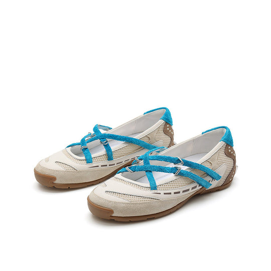Damen Freizeit-Ballerinas mit atmungsaktivem Obermaterial und flexiblem Riemchen R&B