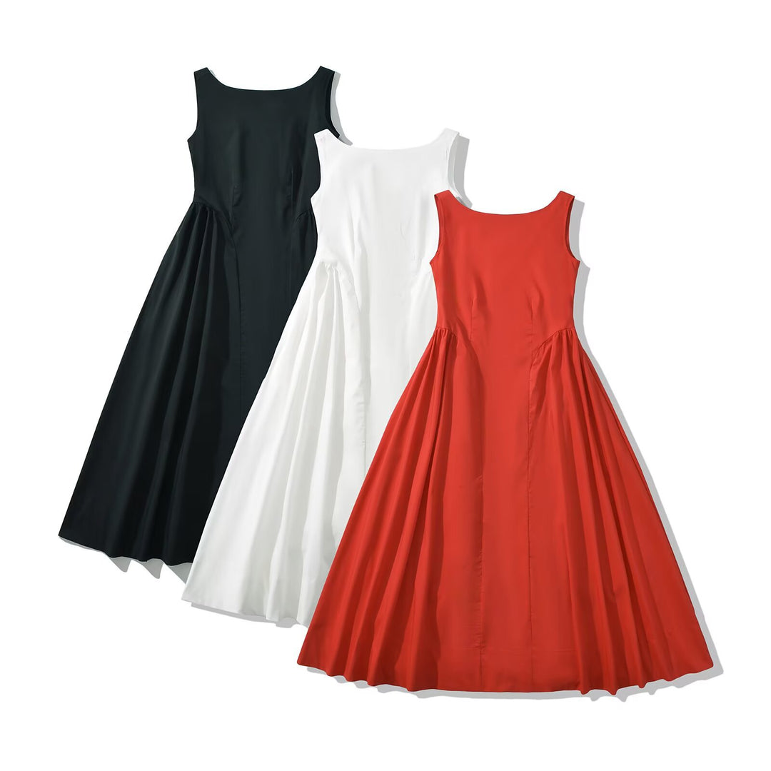 Damen Maxikleid mit elegantem, fließendem Schnitt und Rundhalsausschnitt R&B