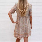 Damen Lässiges Boho-Kleid mit verspielten Quasten und floralen Mustern R&B