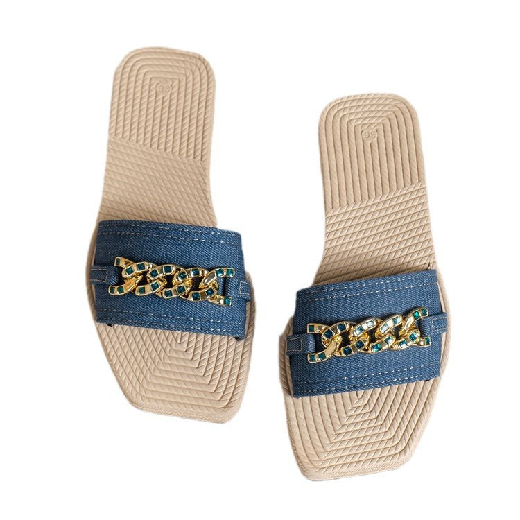 Damen Plattform-Pantoletten mit modischem Ketten-Detail R&B