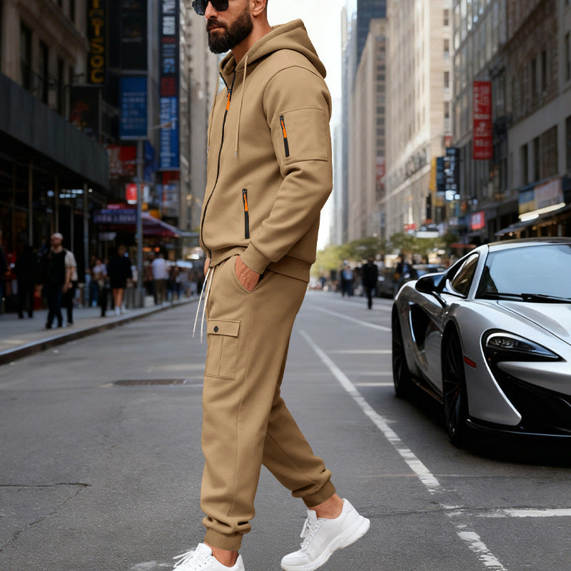 Herren stylisches Zweiteiliges Jogginganzug mit Kapuze und praktischen Taschen R&B