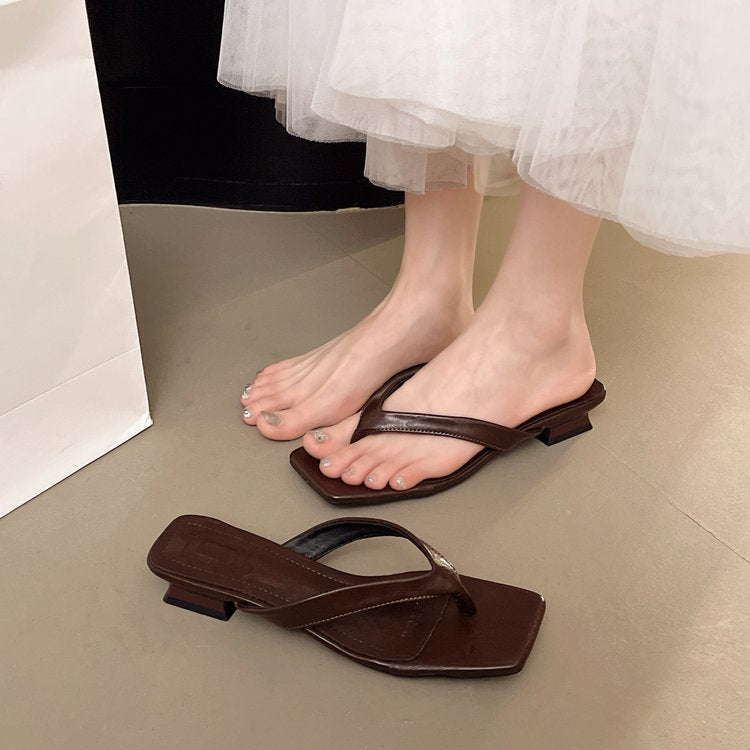 Damen elegante Zehentrenner-Sandaletten mit modischem Blockabsatz R&B