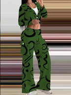 Damen Lässiges Set mit kreativem Print und bequemen Hosen R&B