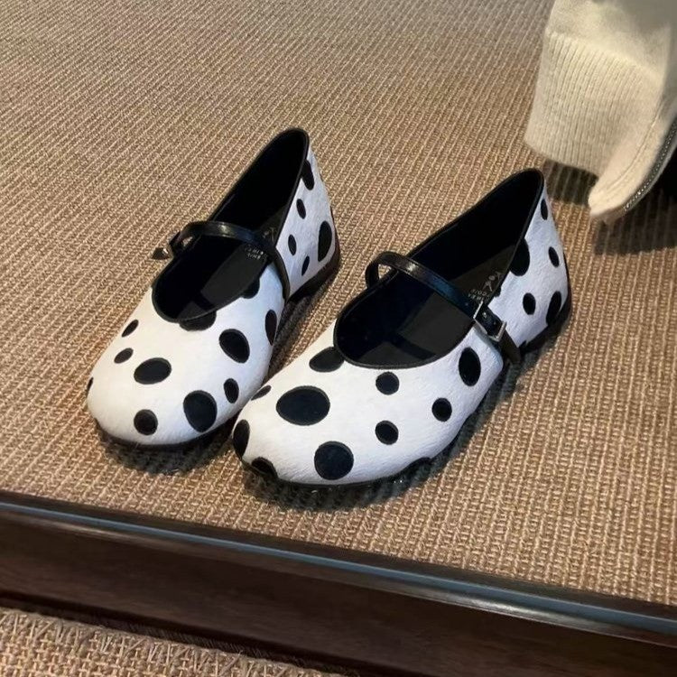 Damen Ballerinas mit modischem Punkten-Design und verstellbarem Riemchen R&B