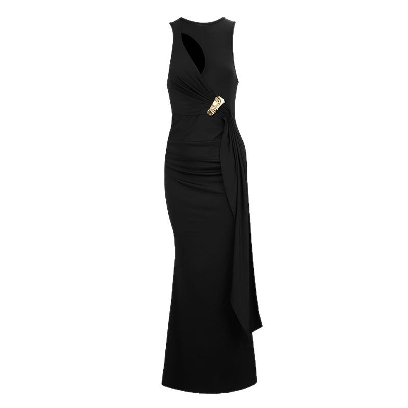 Damen figurbetontes Abendkleid mit asymmetrischem Schnitt und eleganter Drapierung R&B