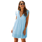 Damen Sommerkleid mit Augenmuster und voluminösen Ärmeln R&B