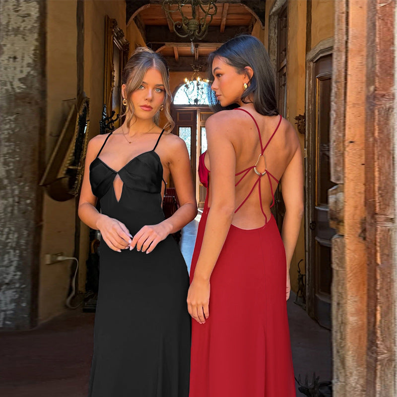 Damen Maxikleid mit verführerischem V-Ausschnitt und elegantem Wickeldesign R&B