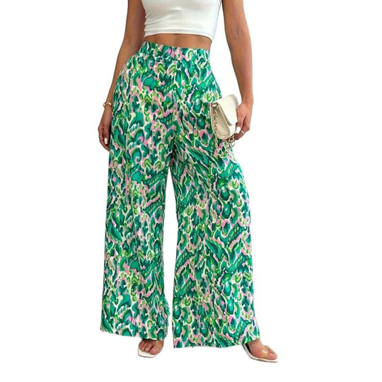 Damen Weite Palazzo-Hosen mit farbenfrohem Muster und hohem Taillenbund R&B