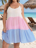 Damen luftiges Sommerkleid mit mehrfarbigen Rüschen und verstellbaren Trägern R&B