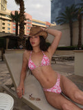Damen Triangel-Bikini mit hoch geschnittenem Unterteil und floralem Design R&B