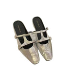 Damen Slingback-Pantoletten mit elegantem Riemendesign und funkelndem Glanz EB