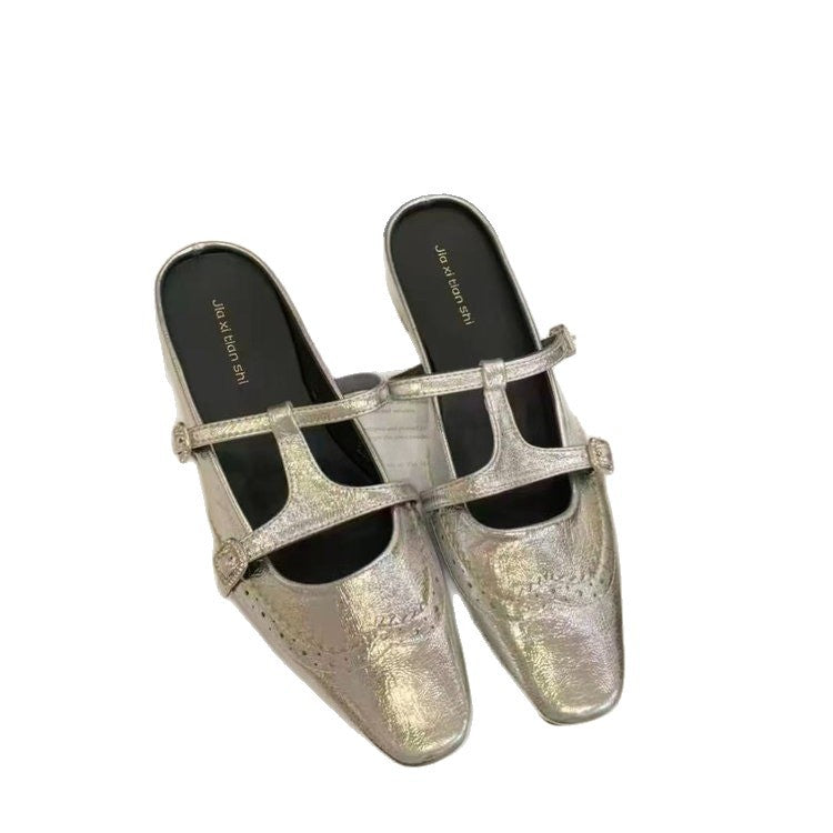 Damen Slingback-Pantoletten mit elegantem Riemendesign und funkelndem Glanz EB