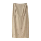 Damen eleganter Midirock mit floralen Applikationen R&B