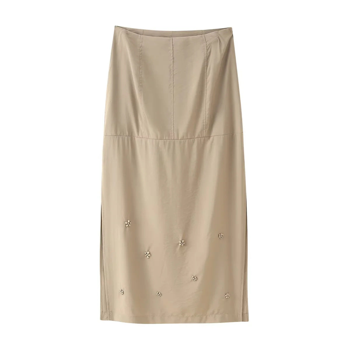 Damen eleganter Midirock mit floralen Applikationen R&B