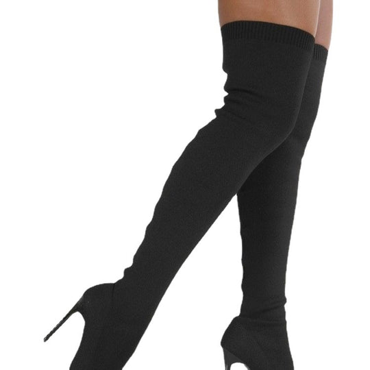 Damen Overknee Stiefel mit Elegantem Absatz und Hochwertiger Strickstruktur R&B