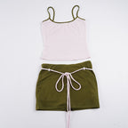 Damen Sportliches Tanktop mit hohem Taillenbund und bindbarem Rock R&B