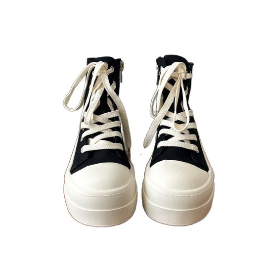 Damen Hochwertige Plateausneaker mit seitlichem Reißverschluss und atmungsaktiver Canvas-Oberfläche R&B