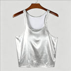 Damen nan tailliertes Glanz-Tanktop mit Racerback und feiner Nahtverarbeitung R&B