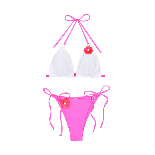 Damen Bikini mit verspieltem Blütenmotiv und verstellbaren Trägern R&B