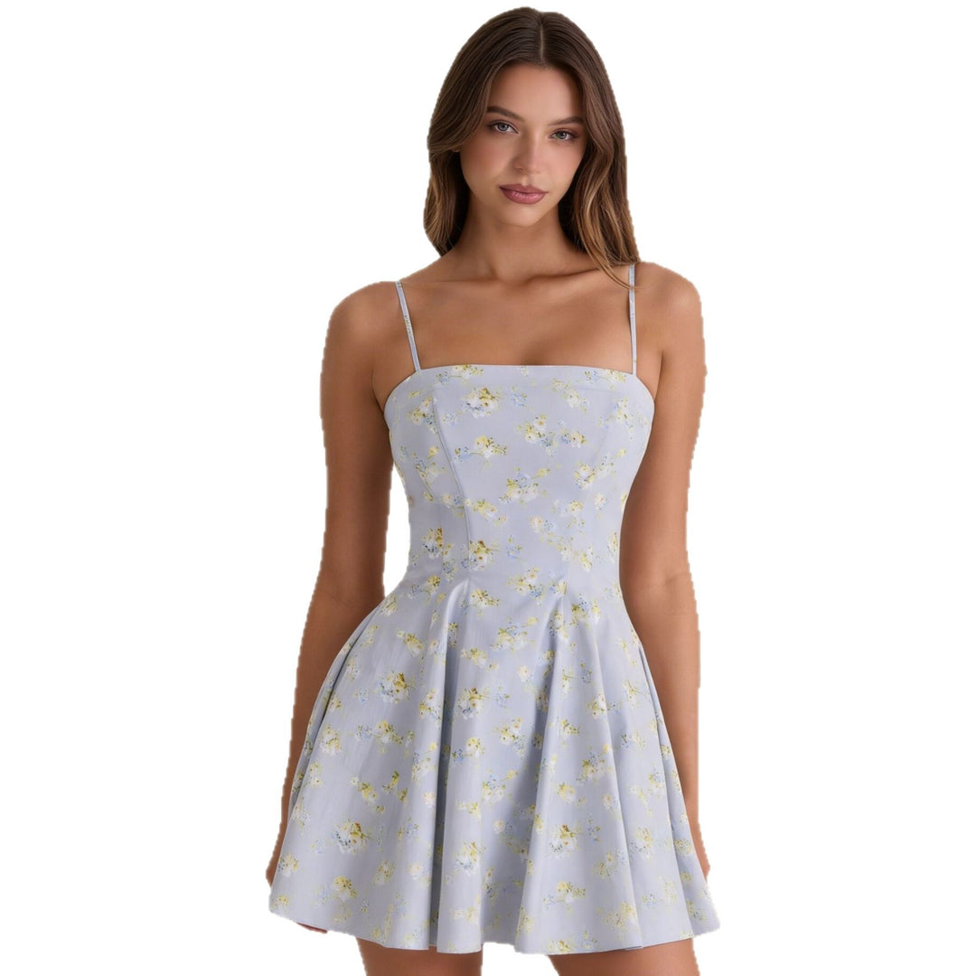 Damen Sommerliches Minikleid mit floralem Muster und Spaghettiträgern R&B