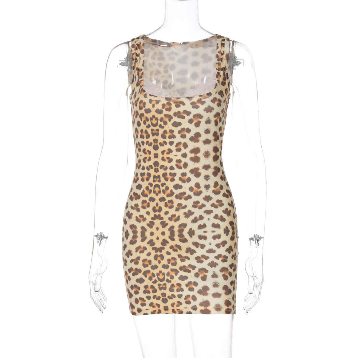 Damen Enges Leopard Kleid R&B