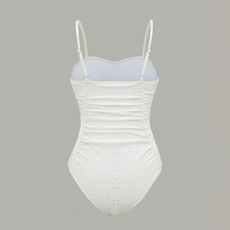 Damen eleganter Einteiler Badeanzug mit Raffungen