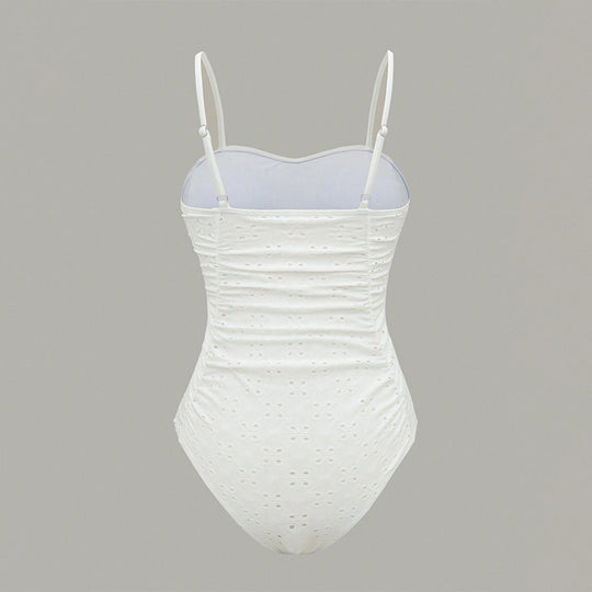 Damen eleganter Einteiler Badeanzug mit Raffungen R&B