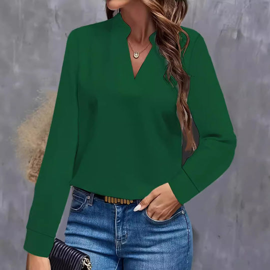 Damen Bluse mit V-Ausschnitt und elegantem Design R&B