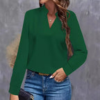 Damen Bluse mit Stehkragen und langen Ärmeln R&B