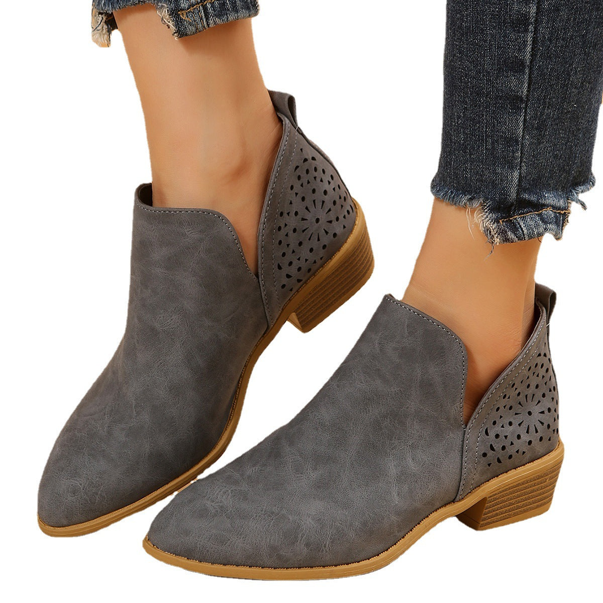 Damen Elegante Ankle Boots mit luftiger Lochmuster-Optik R&B