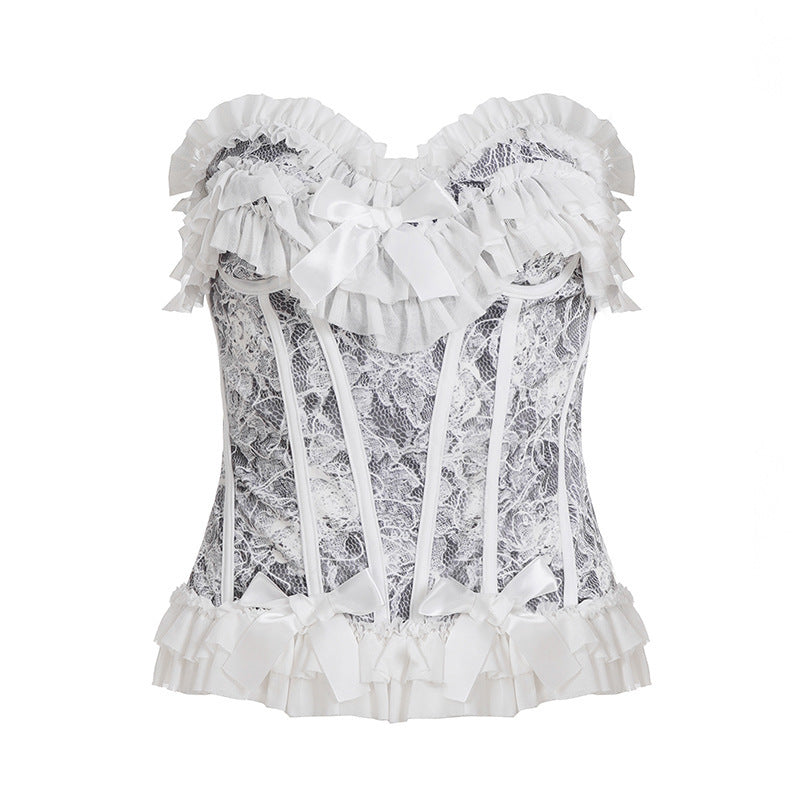 Damen Spitzen-Bodysuit mit romantischen Rüschendetails R&B