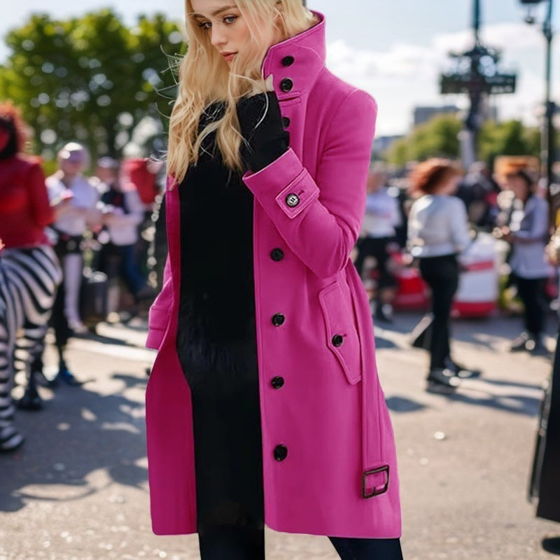 Damen eleganter Trenchcoat mit hohem Kragen R&B