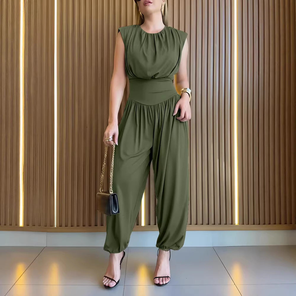 Damen modischer Jumpsuit mit elastischem Taillenbund und innovativem Schnitt R&B