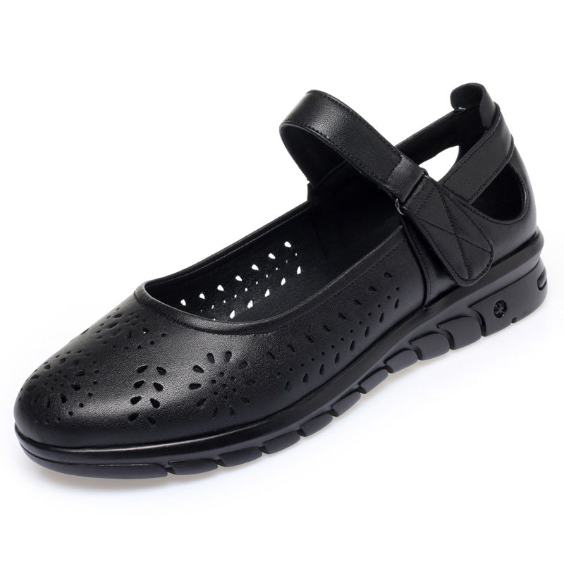 Damen Atmungsaktive Ballerinas mit verstellbarem Riemen und modischem Lochmuster R&B