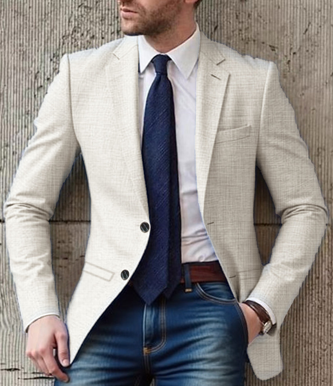 Herren eleganter und strukturierter Blazer mit modischen Details R&B
