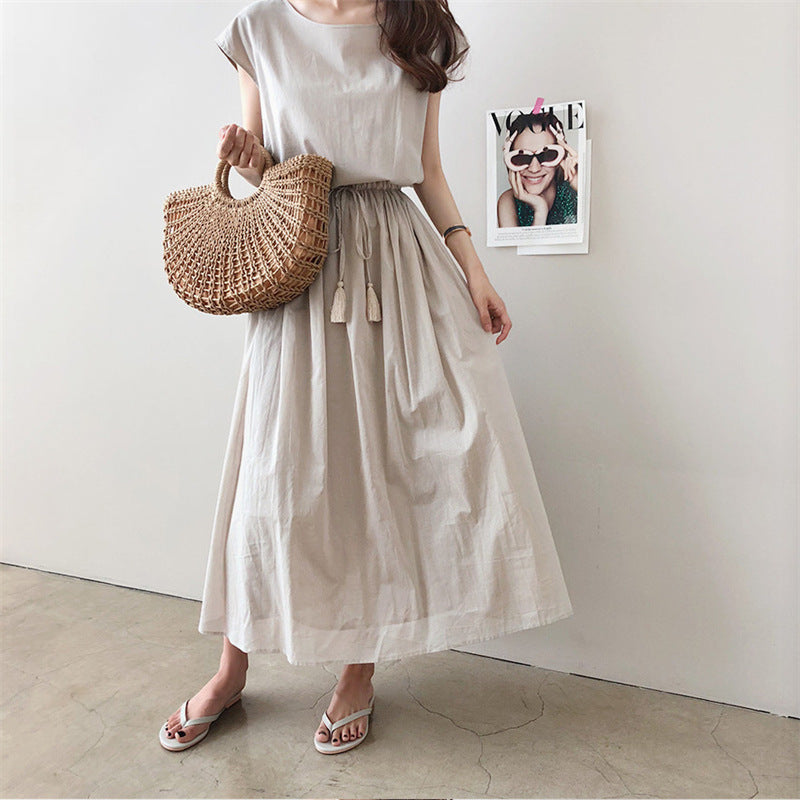 Damen Maxikleid mit tailliertem Bund R&B