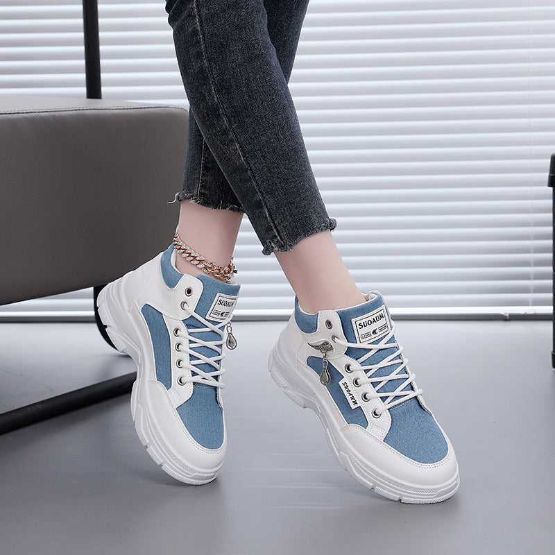 Damen High-Top Sneakers mit auffälligem Leopardenmuster und trendiger Sohle R&B