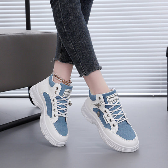 Damen High-Top Sneakers mit auffälligem Leopardenmuster und trendiger Sohle R&B