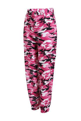 Damen Cargohose im modernen Camouflage-Design mit praktischen Taschen und elastischem Bund R&B