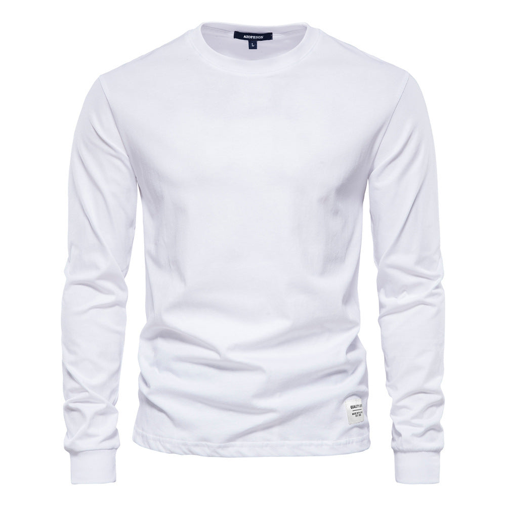 Herren nan klassisches langärmliges Baumwollshirt mit Rundhalsausschnitt und elastischen Bündchen R&B