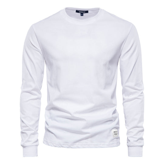 Herren nan klassisches langärmliges Baumwollshirt mit Rundhalsausschnitt und elastischen Bündchen R&B