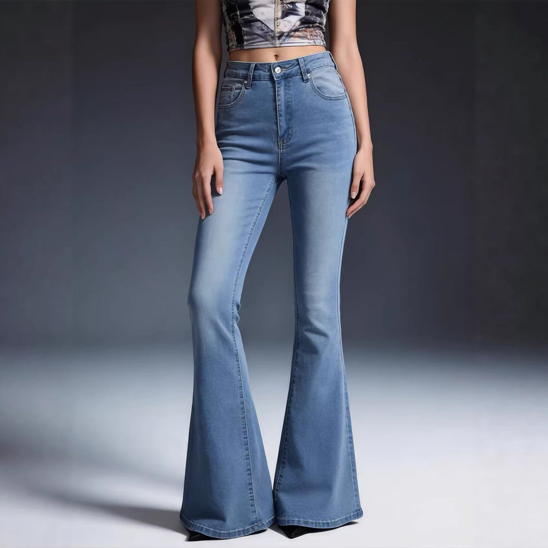 Damen Bootcut Jeans mit hohem Bund und trendiger Waschung R&B